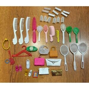 Vtg Lot 1960s 1970s‎ Barbie Accessories Shoes Purses Hair Rollers Phone
